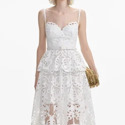 self-portrait Cotton Lace Tiered Midi Dress