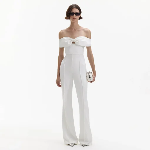 self-portrait Crepe Bow Jumpsuit