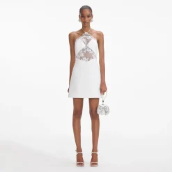 self-portrait Crepe Halterneck Mini Dress