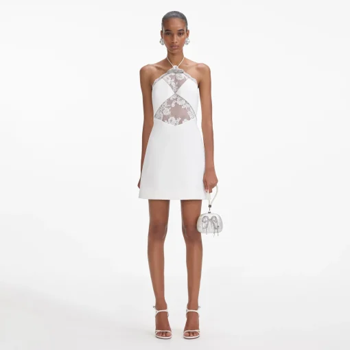 self-portrait Crepe Halterneck Mini Dress
