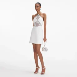 self-portrait Crepe Halterneck Mini Dress