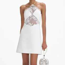 self-portrait Crepe Halterneck Mini Dress