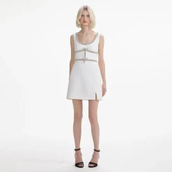 self-portrait Diamante Bow Trim Mini Dress
