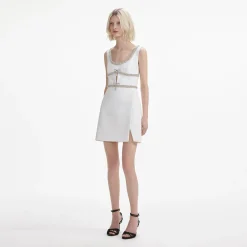 self-portrait Diamante Bow Trim Mini Dress