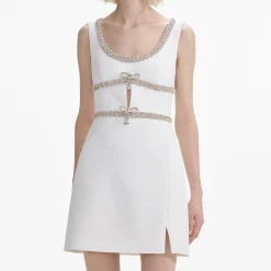 self-portrait Diamante Bow Trim Mini Dress
