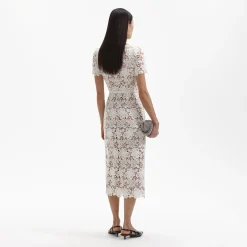 self-portrait Lace Open Neck Midi Dress