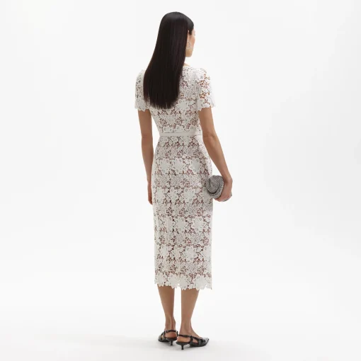 self-portrait Lace Open Neck Midi Dress