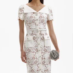 self-portrait Lace Open Neck Midi Dress