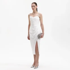 self-portrait Stretch Crepe Diamante Midi Dress