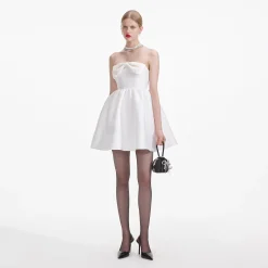 self-portrait Taffeta Bandeau Mini Dress