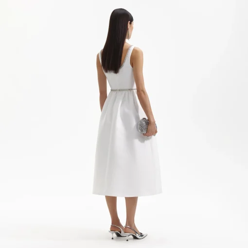 self-portrait Taffeta Diamante Bow Midi Dress