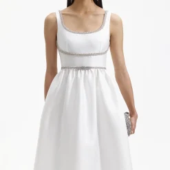 self-portrait Taffeta Diamante Bow Midi Dress