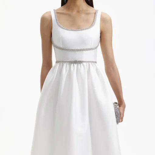 self-portrait Taffeta Diamante Bow Midi Dress
