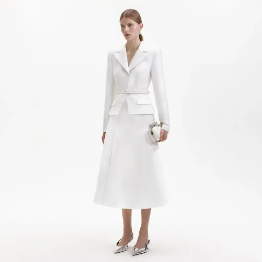self-portrait Tailored Taffeta Midi Dress