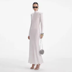 self-portrait Viscose Knit Maxi Dress