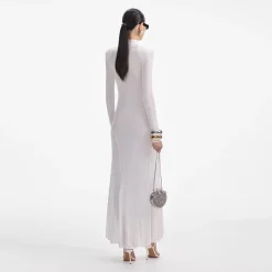 self-portrait Viscose Knit Maxi Dress