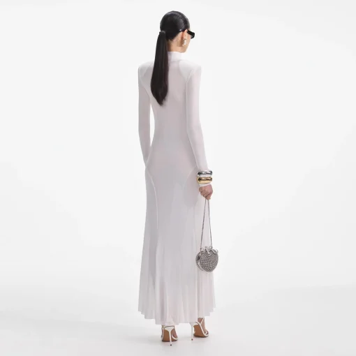 self-portrait Viscose Knit Maxi Dress