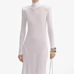 self-portrait Viscose Knit Maxi Dress