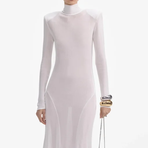 self-portrait Viscose Knit Maxi Dress