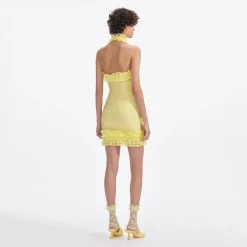 self-portrait Knit Zip Ruffle Mini Dress