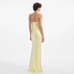self-portrait Lace Satin Maxi Dress