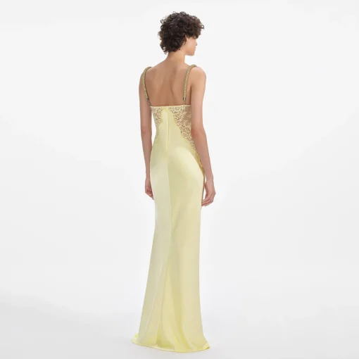 self-portrait Lace Satin Maxi Dress
