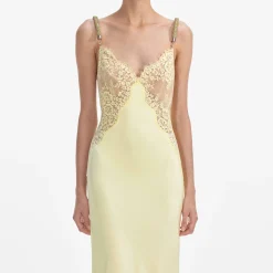 self-portrait Lace Satin Maxi Dress