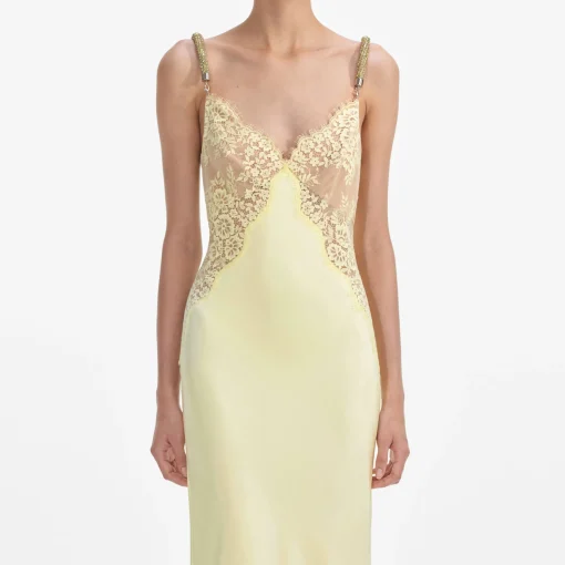self-portrait Lace Satin Maxi Dress
